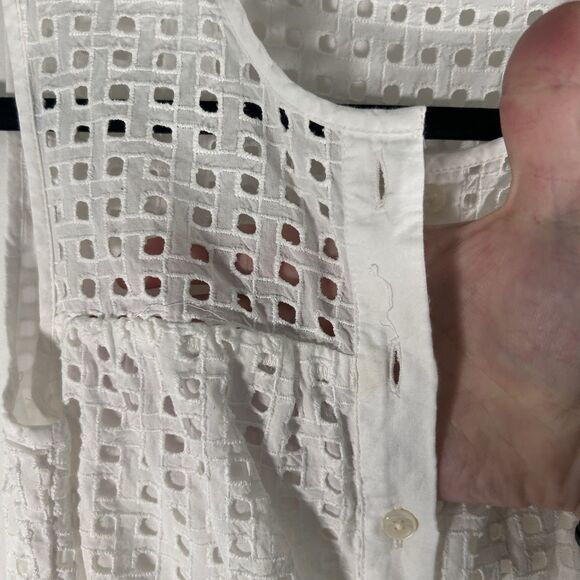 J. Crew Knee Length Dress Womens 0P Ivory Sleeveless Belted Button Up Round Neck - Picture 4 of 8